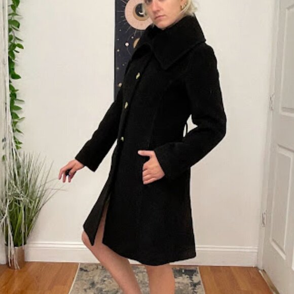 Coach Single-Breasted Button-Up Coat Long Sleeve Size S Black - Picture 10 of 16